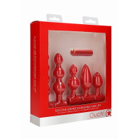 Silicone USB-Rechargeable Anal Set - Red